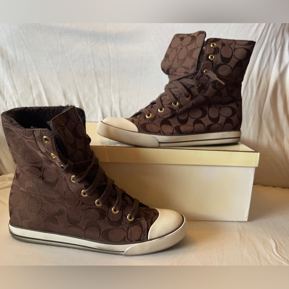Coach Classic Canvas High Top Tennis Shoes - Picture 3 of 8